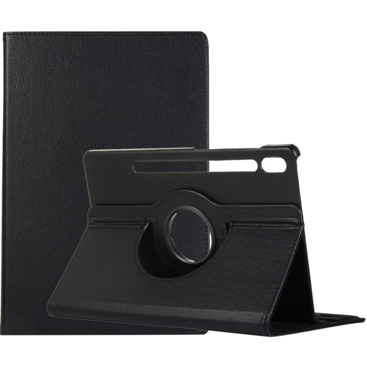 For Samsung Galaxy Tab S9+ / Tab S10+ 360 Degrees Rotation Holder Litchi Texture Leather Tablet Case(Black)