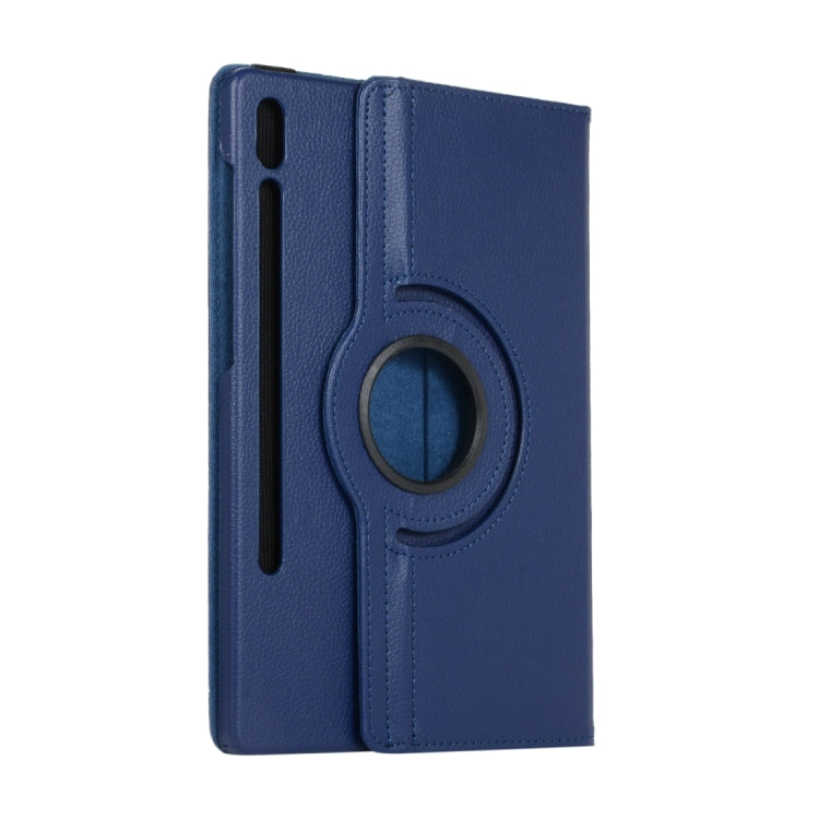 For Samsung Galaxy Tab S9+ / Tab S10+ 360 Degrees Rotation Holder Litchi Texture Leather Tablet Case(Blue)
