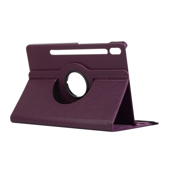 For Samsung Galaxy Tab S9+ / Tab S10+ 360 Degrees Rotation Holder Litchi Texture Leather Tablet Case(Purple)