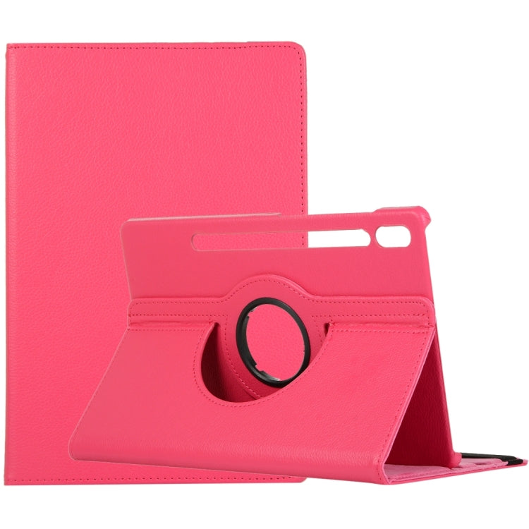 For Samsung Galaxy Tab S9+ / Tab S10+ 360 Degrees Rotation Holder Litchi Texture Leather Tablet Case(Rose Red)
