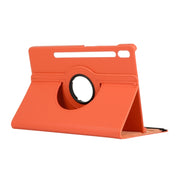 For Samsung Galaxy Tab S9 Ultra Litchi Texture 360 Degrees Rotation Holder Leather Tablet Case(Orange)