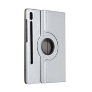 For Samsung Galaxy Tab S9 Ultra 360 Degrees Rotation Holder Litchi Texture Leather Tablet Case(Silver)