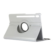 For Samsung Galaxy Tab S9 Ultra 360 Degrees Rotation Holder Litchi Texture Leather Tablet Case(Silver)