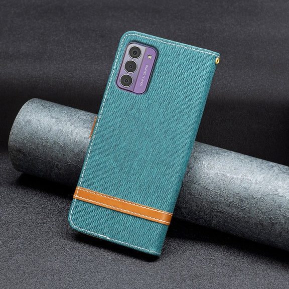 For Nokia G42/G310 Color Matching Denim Texture Horizontal Flip Leather Case(Green)