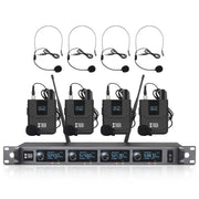 XTUGA A140-B Wireless Microphone System 4 BodyPack Headset Lavalier Microphone(AU Plug)