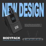 XTUGA A140-B Wireless Microphone System 4 BodyPack Headset Lavalier Microphone(UK Plug)
