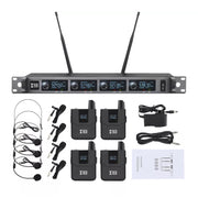 XTUGA A140-B Wireless Microphone System 4 BodyPack Headset Lavalier Microphone(UK Plug)