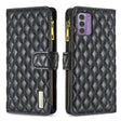 For Nokia G42/G310 Diamond Lattice Zipper Wallet Leather Flip Phone Case(Black) - Nokia Cases by PMC TechLife | Online Shopping South Africa | PMC TechLife | Buy Now Pay Later Mobicred
