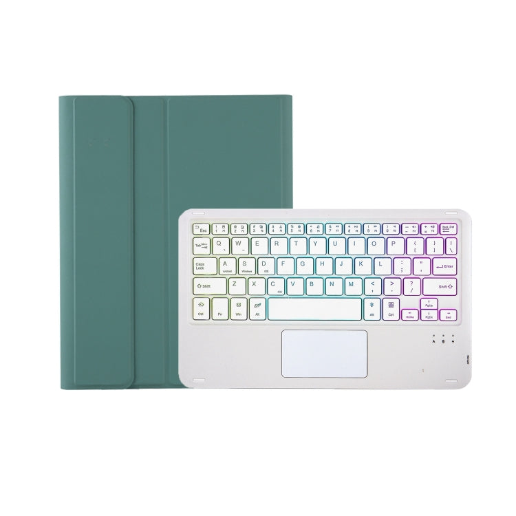 For Samsung Galaxy Tab S9 Candy Color Touch Backlight Bluetooth Keyboard Leather Tablet Case with Pen Holder(Dark Green)
