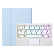 For Samsung Galaxy Tab S9 FE Candy Color Touch Backlight Bluetooth Keyboard Leather Tablet Case with Pen Holder(Ice Blue)