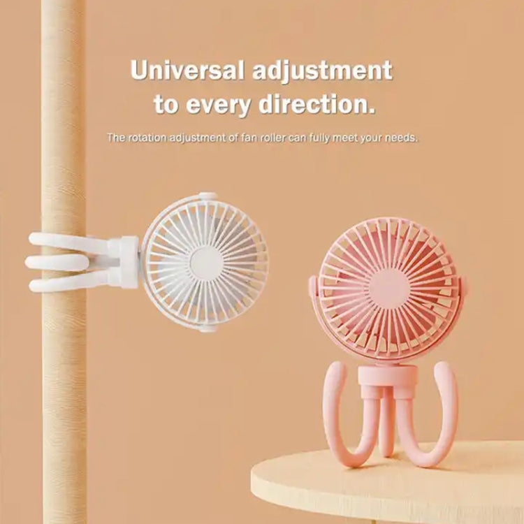 T8 2000mAh Flexible Octopus Tripod Rotatable Portable Fan(White)