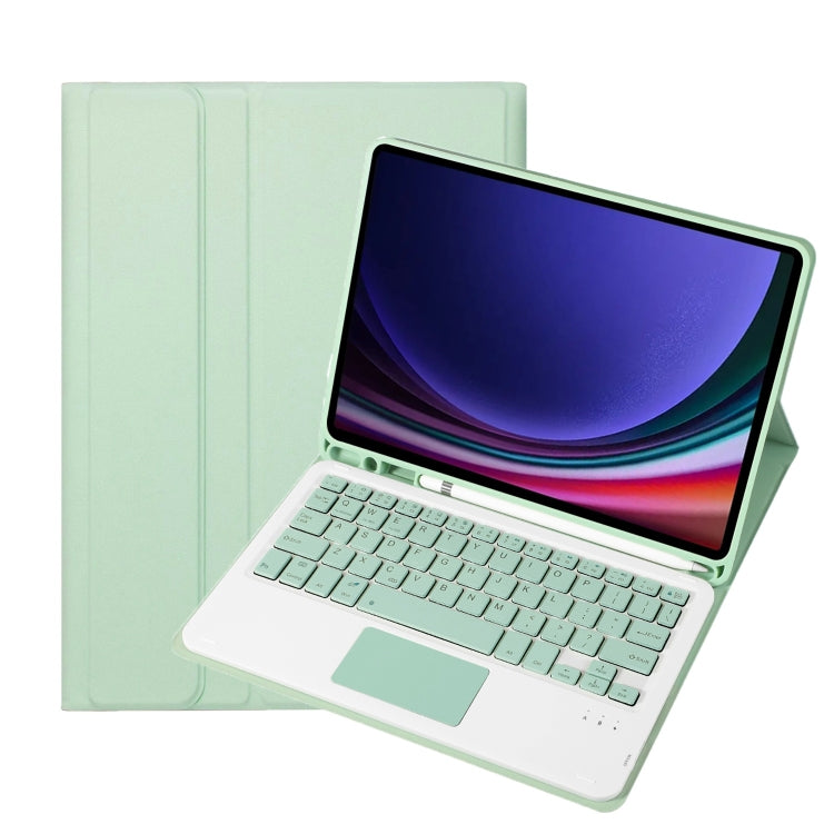 For Samsung Galaxy Tab S9 A710B-A Candy Color TPU Touch Bluetooth Keyboard Leather Tablet Case with Pen Holder(Light Green)