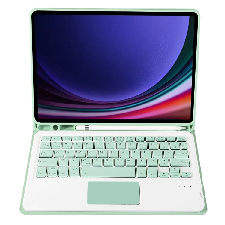 For Samsung Galaxy Tab S9 A710B-A Candy Color TPU Touch Bluetooth Keyboard Leather Tablet Case with Pen Holder(Light Green)