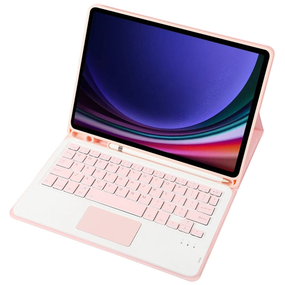 For Samsung Galaxy Tab S9 A710B-A Candy Color TPU Touch Bluetooth Keyboard Leather Tablet Case with Pen Holder(Pink)