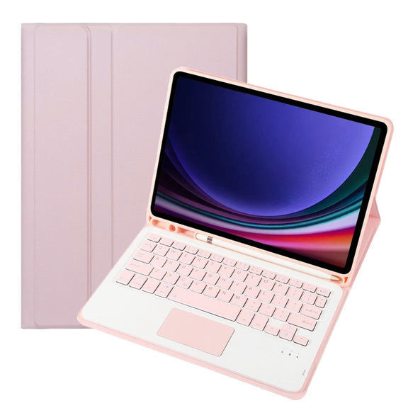For Samsung Galaxy Tab S9 A710B-A Candy Color TPU Touch Bluetooth Keyboard Leather Tablet Case with Pen Holder(Pink)