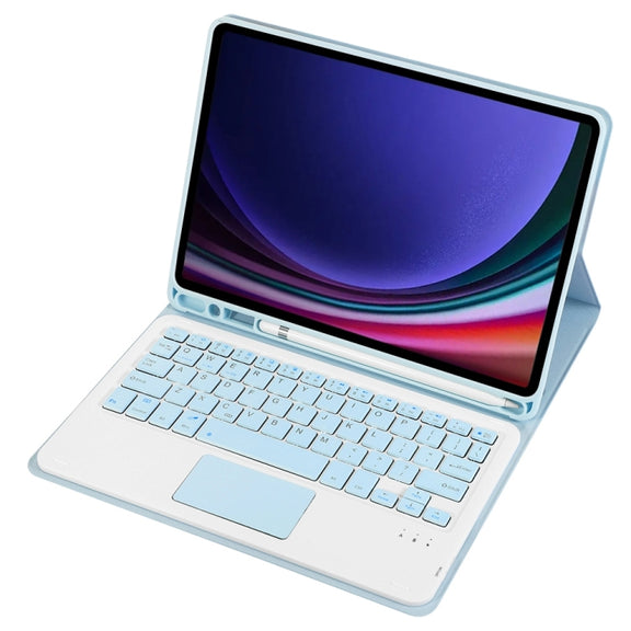 For Samsung Galaxy Tab S9 A710B-A Candy Color TPU Touch Bluetooth Keyboard Leather Tablet Case with Pen Holder(Ice Blue)