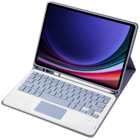 For Samsung Galaxy Tab S9 A710B-A Candy Color TPU Touch Bluetooth Keyboard Leather Tablet Case with Pen Holder(Purple)