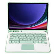 For Samsung Galaxy Tab S9 FE A710B-A Candy Color TPU Touch Bluetooth Keyboard Leather Tablet Case with Pen Holder(Light Green)