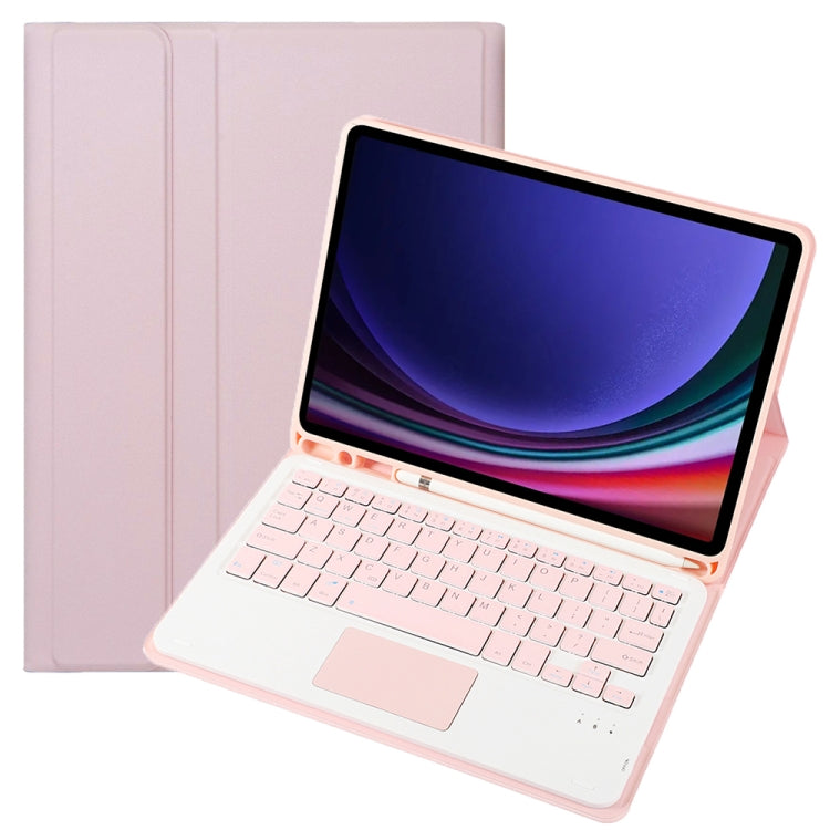For Samsung Galaxy Tab S9 FE / 10 FE A710B-A Candy Color TPU Touch Bluetooth Keyboard Leather Tablet Case with Pen Holder(Pink)