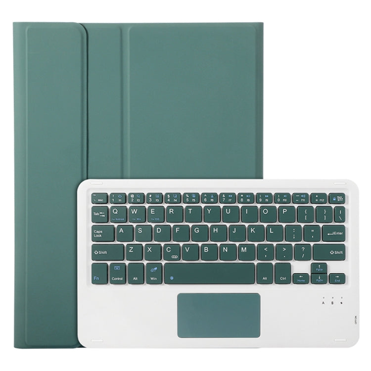 For Samsung Galaxy Tab S9 FE A710B-A Candy Color TPU Touch Bluetooth Keyboard Leather Tablet Case with Pen Holder(Dark Green)