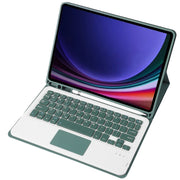 For Samsung Galaxy Tab S9 FE A710B-A Candy Color TPU Touch Bluetooth Keyboard Leather Tablet Case with Pen Holder(Dark Green)
