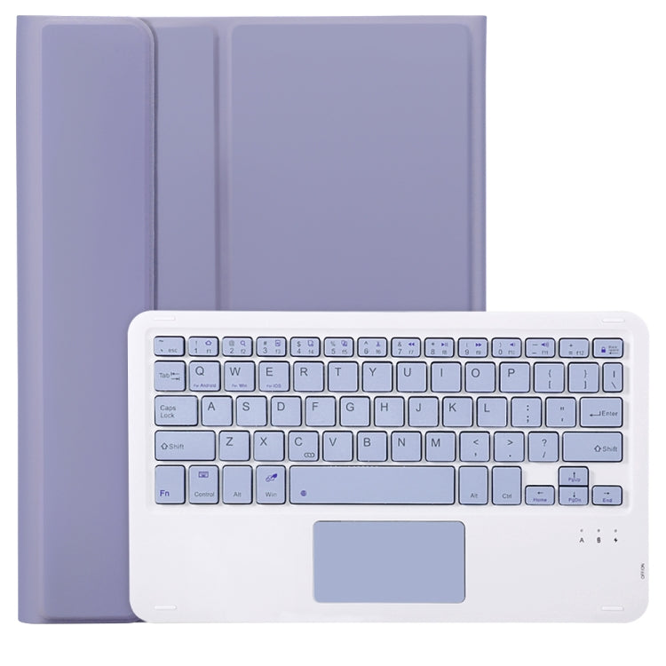 For Samsung Galaxy Tab S9 FE / 10 FE A710B-A Candy Color TPU Touch Bluetooth Keyboard Leather Tablet Case with Pen Holder(Purple)