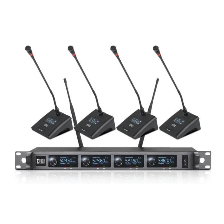 XTUGA A140-C Wireless Microphone System 4-Channel UHF Four Conference Mics(UK Plug)