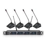 XTUGA A140-C Wireless Microphone System 4-Channel UHF Four Conference Mics(UK Plug)