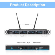 XTUGA A140-C Wireless Microphone System 4-Channel UHF Four Conference Mics(EU Plug)