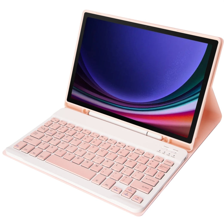 For Samsung Galaxy Tab S9 A710B Candy Color TPU Bluetooth Keyboard Leather Tablet Case with Pen Holder(Pink)