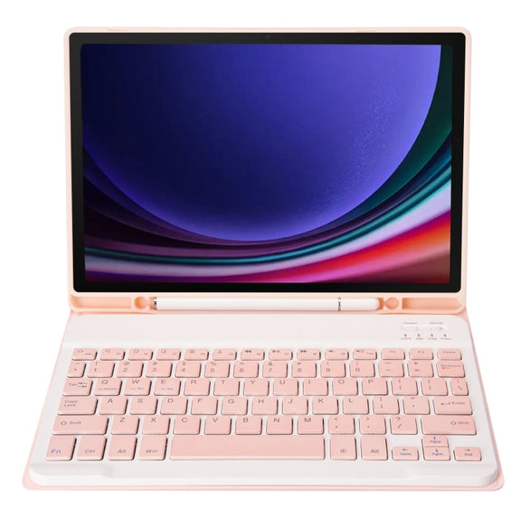 For Samsung Galaxy Tab S9 A710B Candy Color TPU Bluetooth Keyboard Leather Tablet Case with Pen Holder(Pink)