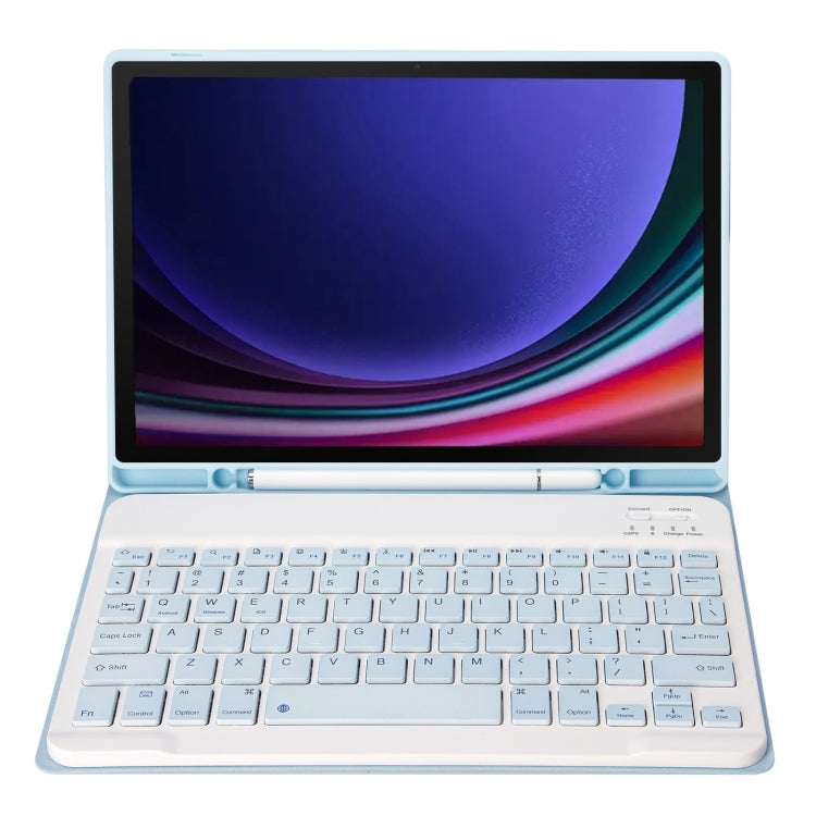For Samsung Galaxy Tab S9 A710B Candy Color TPU Bluetooth Keyboard Leather Tablet Case with Pen Holder(Ice Blue)