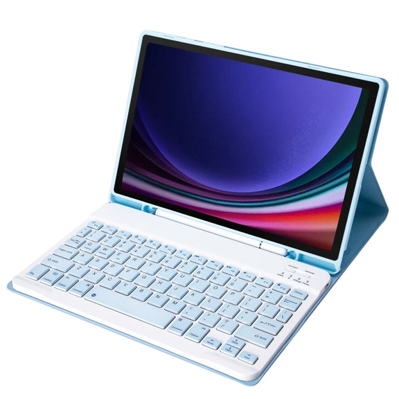 For Samsung Galaxy Tab S9 A710B Candy Color TPU Bluetooth Keyboard Leather Tablet Case with Pen Holder(Ice Blue)