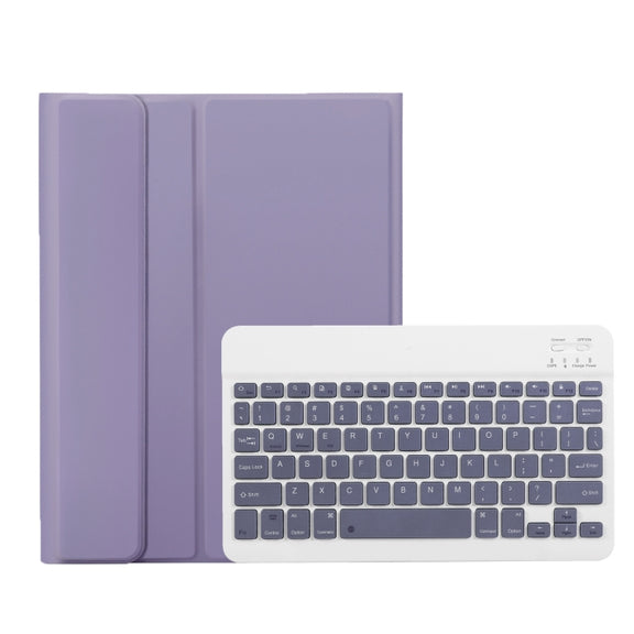 For Samsung Galaxy Tab S9 A710B Candy Color TPU Bluetooth Keyboard Leather Tablet Case with Pen Holder(Purple)