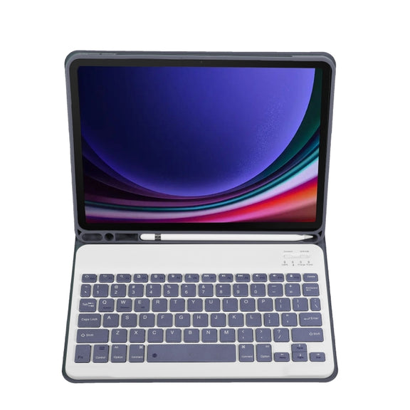 For Samsung Galaxy Tab S9 A710B Candy Color TPU Bluetooth Keyboard Leather Tablet Case with Pen Holder(Purple)