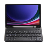 For Samsung Galaxy Tab S9 FE A710B Candy Color TPU Bluetooth Keyboard Leather Tablet Case with Pen Holder(Black)