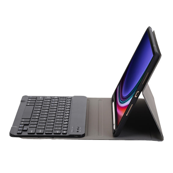 For Samsung Galaxy Tab S9 FE A710B Candy Color TPU Bluetooth Keyboard Leather Tablet Case with Pen Holder(Black)