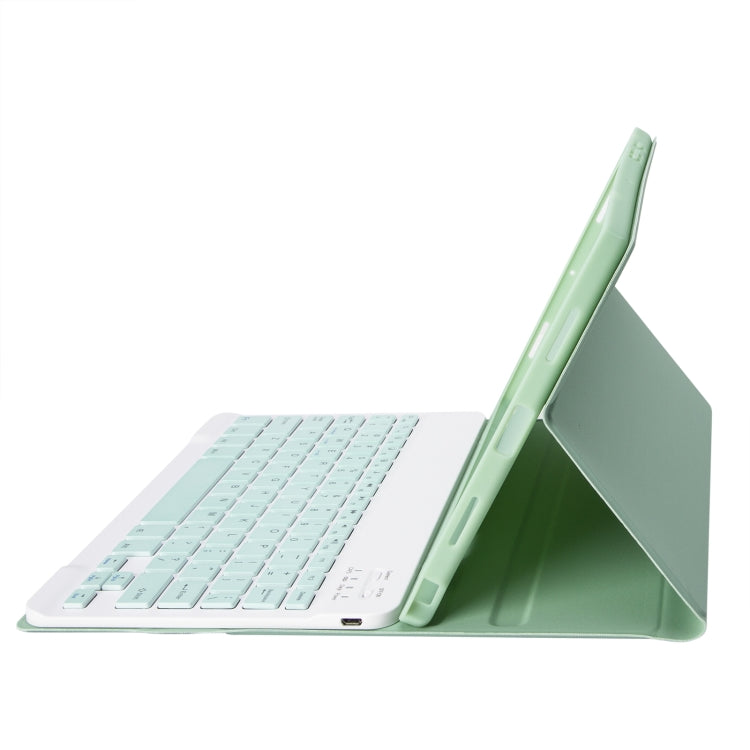 For Samsung Galaxy Tab S9 FE A710B Candy Color TPU Bluetooth Keyboard Leather Tablet Case with Pen Holder(Light Green)