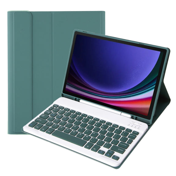 For Samsung Galaxy Tab S9 FE / S10 FE A710B Candy Color TPU Bluetooth Keyboard Leather Tablet Case with Pen Holder(Dark Green)