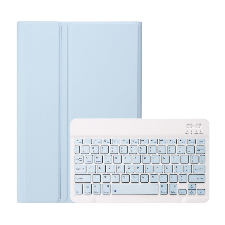 For Samsung Galaxy Tab S9 FE / S10 FE A710B Candy Color TPU Bluetooth Keyboard Leather Tablet Case with Pen Holder(Ice Blue)