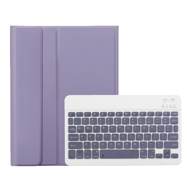 For Samsung Galaxy Tab S9 FE A710B Candy Color TPU Bluetooth Keyboard Leather Tablet Case with Pen Holder(Purple)