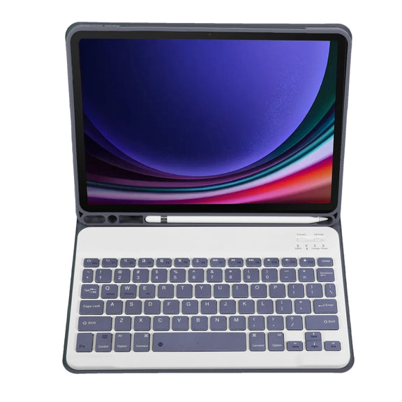 For Samsung Galaxy Tab S9 FE A710B Candy Color TPU Bluetooth Keyboard Leather Tablet Case with Pen Holder(Purple)