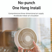 WSK302 4000mAh Swivel Head Wall Mounted Fan with Night Light(White)