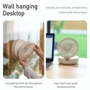 WSK302 4000mAh Swivel Head Wall Mounted Fan with Night Light(Pink)