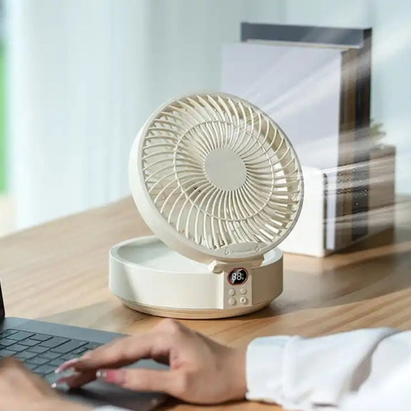 WSK302 4000mAh Swivel Head Wall Mounted Fan with Night Light(Black)