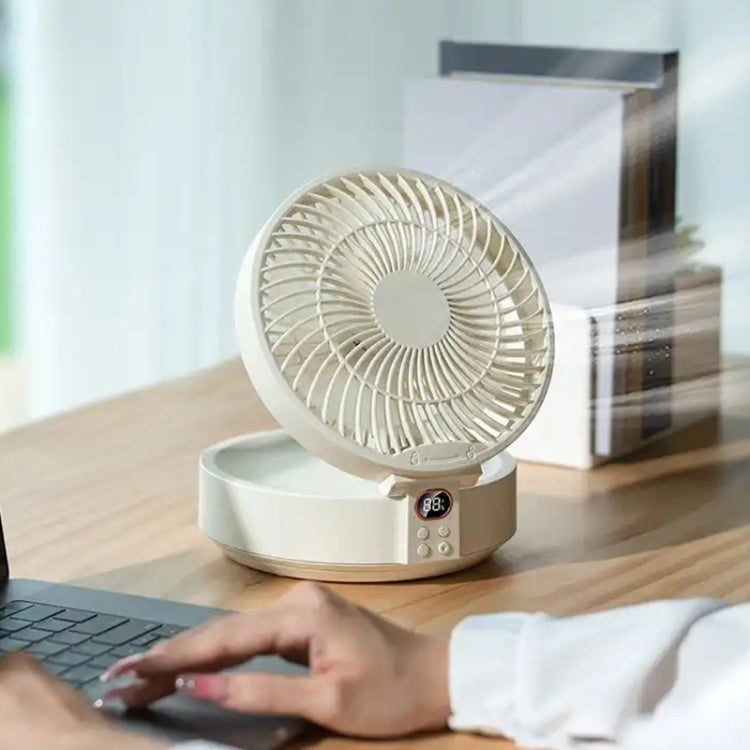 WSK302 4000mAh Swivel Head Wall Mounted Fan with Night Light(Black)