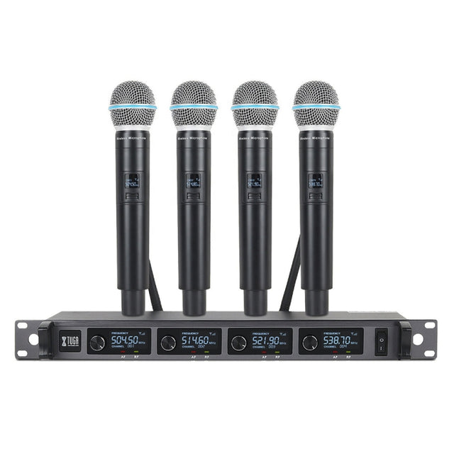 XTUGA A140-H Wireless Microphone System 4 Channel UHF Handheld Microphone(AU Plug)