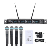 XTUGA A140-H Wireless Microphone System 4 Channel UHF Handheld Microphone(US Plug)