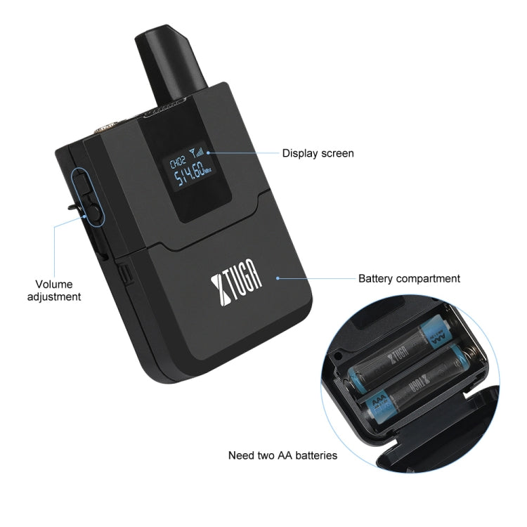 XTUGA A140-H Wireless Microphone System 4 Channel UHF Handheld Microphone(US Plug)
