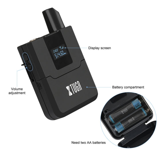 XTUGA A140-H Wireless Microphone System 4 Channel UHF Handheld Microphone(US Plug)